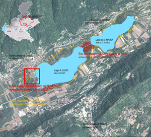 L'area dei laghi di Revine con la localizzazione del Livelet, del sito di Colmaggiore e del Sito di Interesse Comunitario
